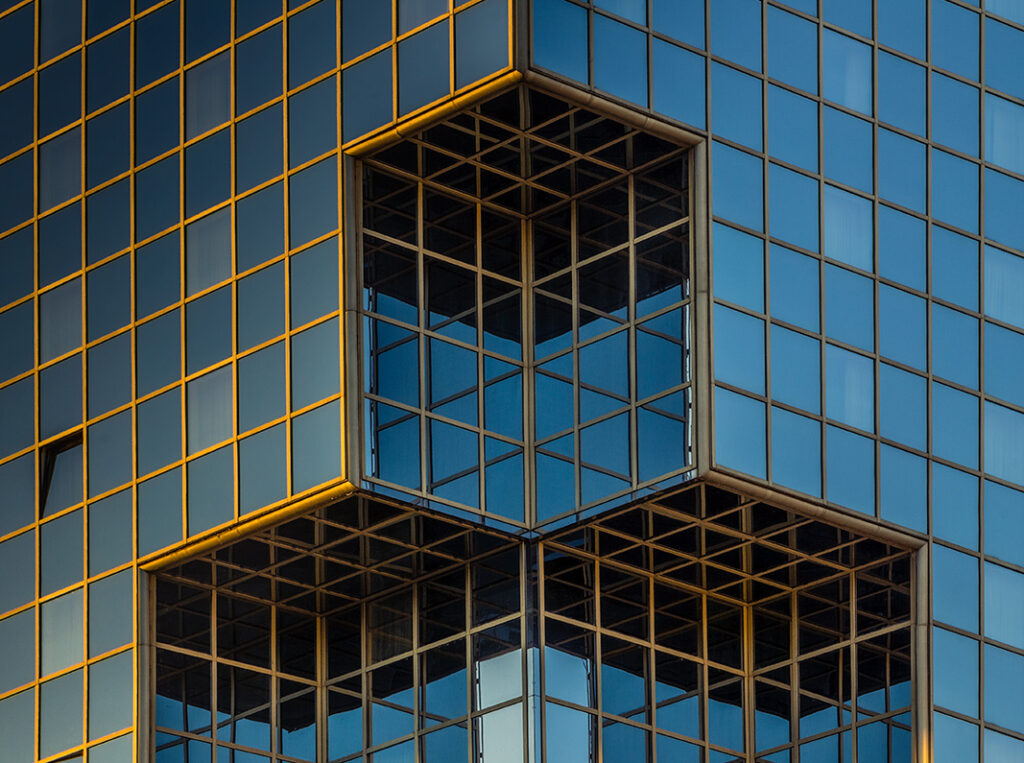 Abstract architecture captured as a detail of hotel Hilton in Prague